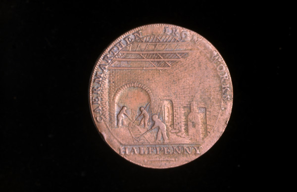 18th century token: Carmarthen ironworks, 1792. Creator: John Gregory Hancock.