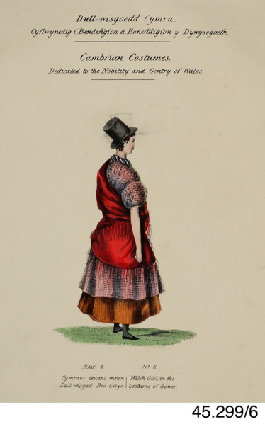Cambrian Costumes series No. 2, 19th century. Creator: Lady Llanover.