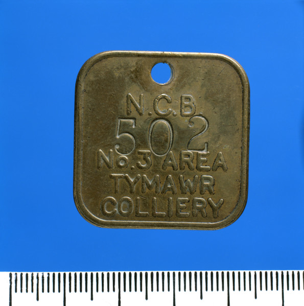 Tymawr Colliery, lamp check (brass), after 1947. Creator: Unknown.