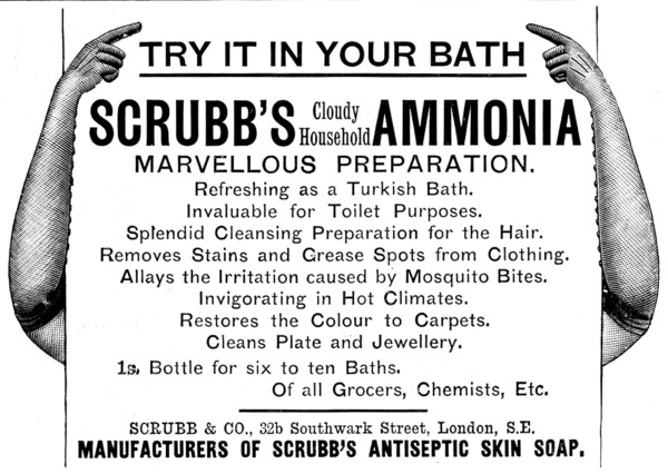 Advertisement for Scrubb's (Cloudy Household) Ammonia, 1895. Creator: Unknown.