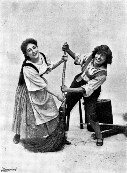 Hänsel and Gretel,'' at the Gaiety Theatre: Jeanne Douste as Gretel and Marie Elba as Hänsel, 1895. Creators: George Meisenbach, George Henry Hana, Hana Studios Ltd.	Hänsel and Gretel,'' at the Gaiety...