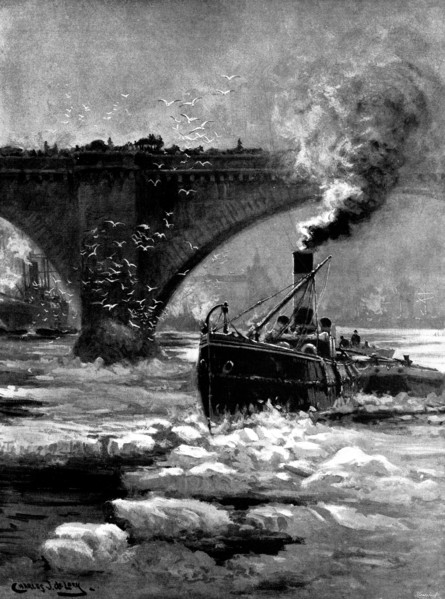 The Frozen Thames: a study at London Bridge, looking east, 1895. Creator: George Meisenbach.