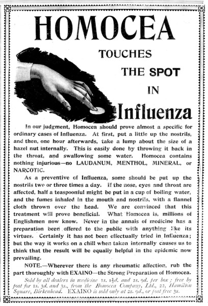 Advertisement for Homocea, 1895. Creator: Unknown.
