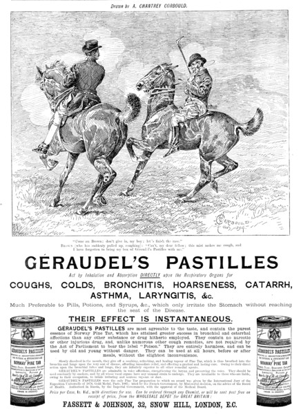 Advertisement for Géraudel's Pastilles, 1895. Creator: Alfred Chantrey Corbould.