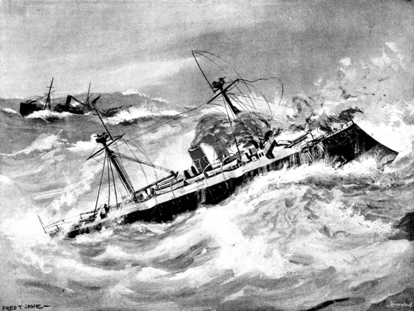 The Spanish war-ship "Reina Regente," reported lost near the Straits of Gibraltar, 1895. Creator: George Meisenbach.