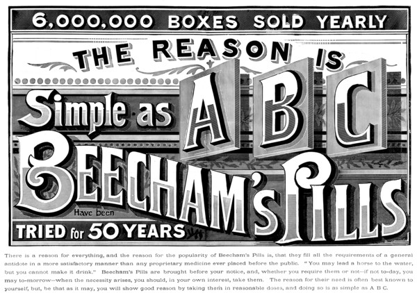Advertisement for Beecham's Pills, 1895. Creator: Unknown.