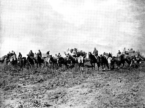 Sheep-shearers travelling on the South American Pampas, 1895. Creator: Adrian Lundstrom.