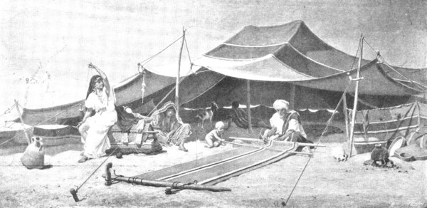 Pictures from the Royal Academy: Spinners and Weavers - F. Goodall, R.A., 1895. Creator: George Meisenbach.