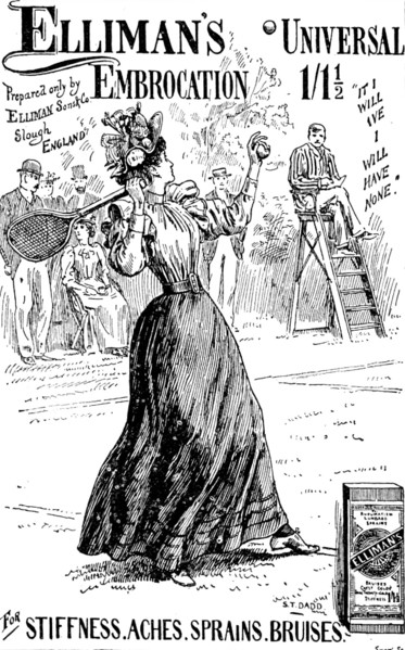 Advertisement for Elliman's Universal Embrocation, 1895. Creator: Joseph Swain.