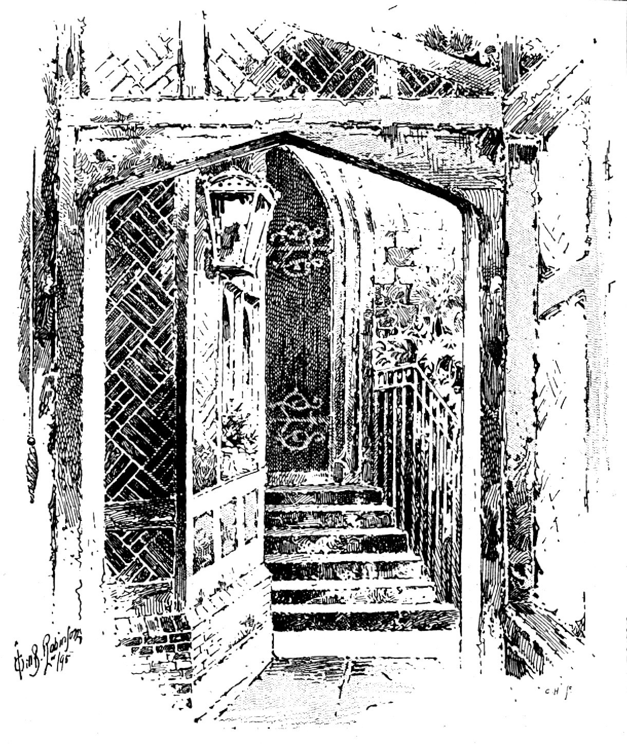 Entrance to the Curfew Tower, Windsor Castle, 1895. Creator: Carl Hentschel.