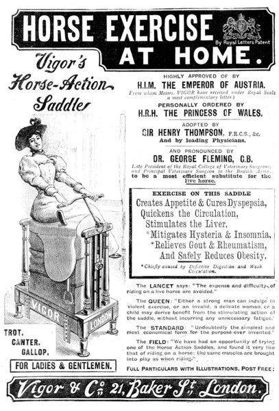 Advertisement for Vigor's Horse-Action Saddle, 1895. Creator: Unknown.