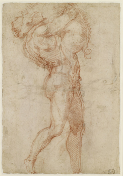(Possibly) Hercules wrestling the Erymanthian boar, 1501-1505.  Creator: Michelangelo Buonarroti.