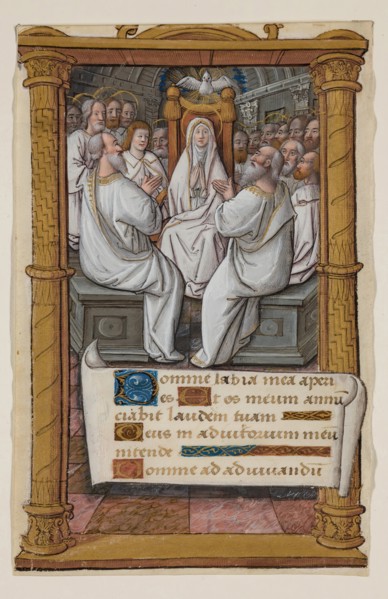Leaf from Book of Hours: Pentecost with Virgin Mary, c1515. Creator: Master of Morgan 85.
