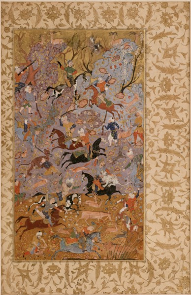 Manuscript Folio with a Hunting Scene, 1585-1590. Creator: Unknown.