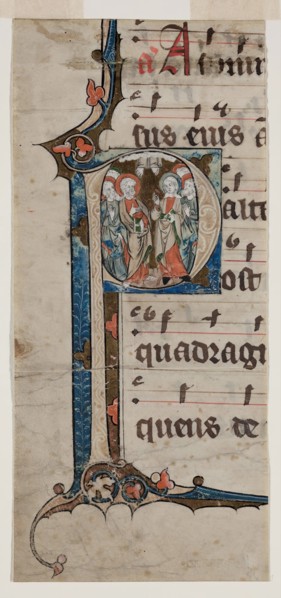 Antiphonary Leaf Fragment: Historiated "P" with Ascension, between 1300 and 1345. Creator: Unknown.