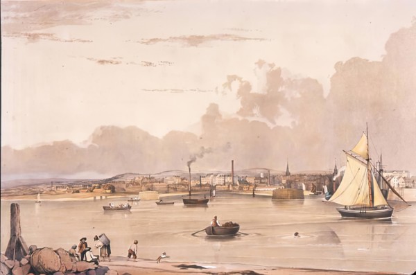 Entrance to the Harbour, Aberdeen, 1838. Creator: Joseph William Allen.