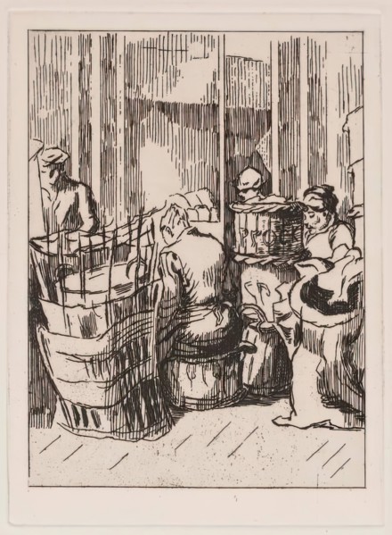 Men and Women with Baskets, c1930s. Creator: Thérèse Lessore.