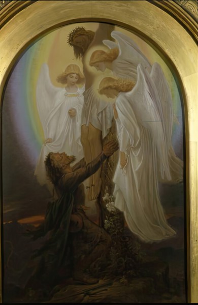 Christian at the Foot of the Cross, 1873. Creator: Noel Paton.