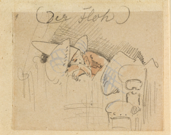 The disturbed but happily regained night's rest, (The Flea); 1, 1862. Creator: Wilhelm Busch.