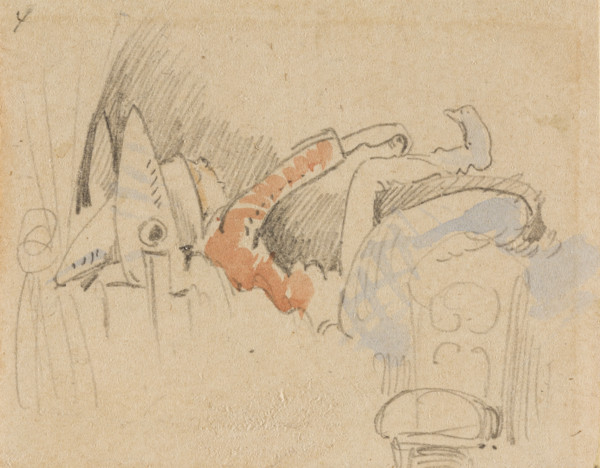 The disturbed but happily regained night's rest, (The Flea); 4, 1862. Creator: Wilhelm Busch.