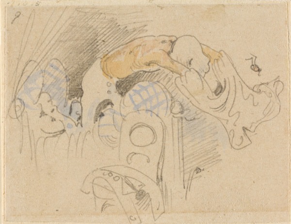 The disturbed but happily regained night's rest, (The Flea); 9, 1862. Creator: Wilhelm Busch.