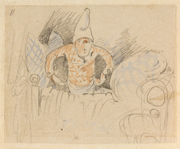 The disturbed but happily regained night's rest, (The Flea); 11, 1862. Creator: Wilhelm Busch.