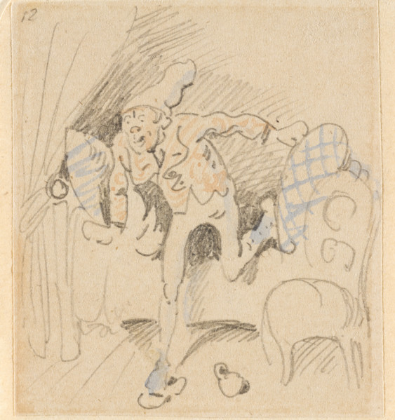 The disturbed but happily regained night's rest, (The Flea); 12, 1862. Creator: Wilhelm Busch.