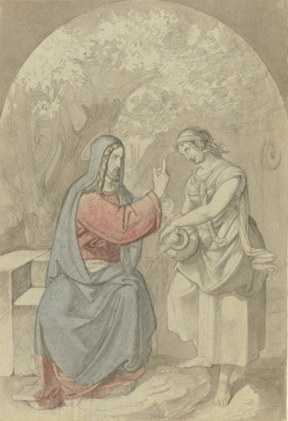 Christ and the Samaritan woman at the well. Creator: Ferdinand Fellner.