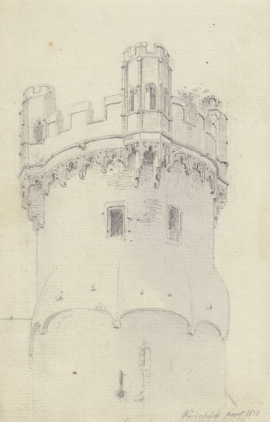 Eagle Tower in Rudesheim, 1838. Creator: Carl Theodor Reiffenstein.