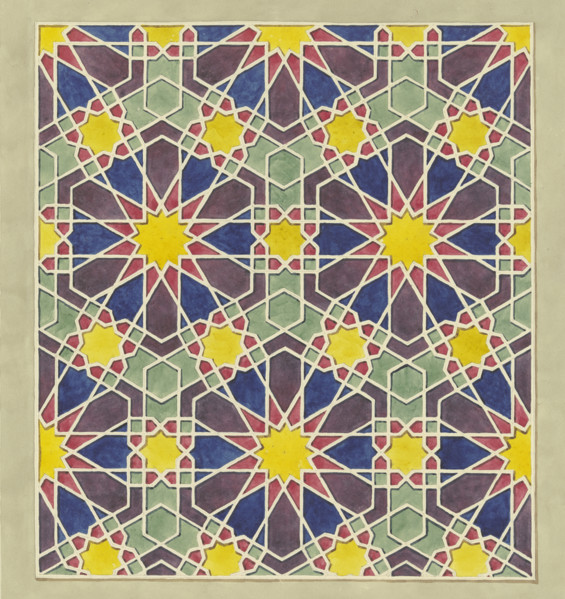 Painted wooden paneling from a mosque in Cairo, 1829-1830. Creator: Friedrich Maximilian Hessemer.