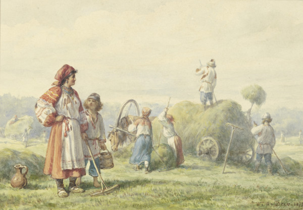Hay harvest in Russia, 1875. Creator: Wilhelm Amandus Beer.