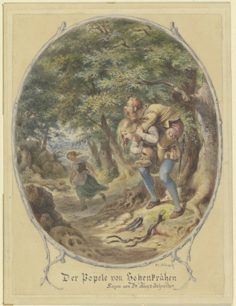 The Bogeyman of Hohenkrähen, Legends of Dr Aloys Schreiber, mid-late 19th century.  Creator: Ferdinand Karl Klimsch.