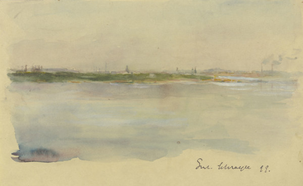 City at the riverside, 1899. Creator: Gustav Schraegle.