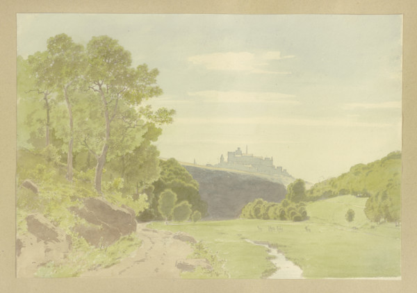 Trees on a slope, Braunfels Castle in the background, 1865. Creator: Carl Theodor Reiffenstein.