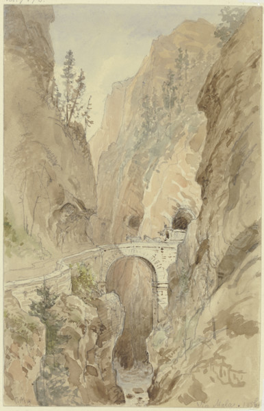 View from the Via Mala on the Splügenstraße, 1856. Creator: Carl Morgenstern.