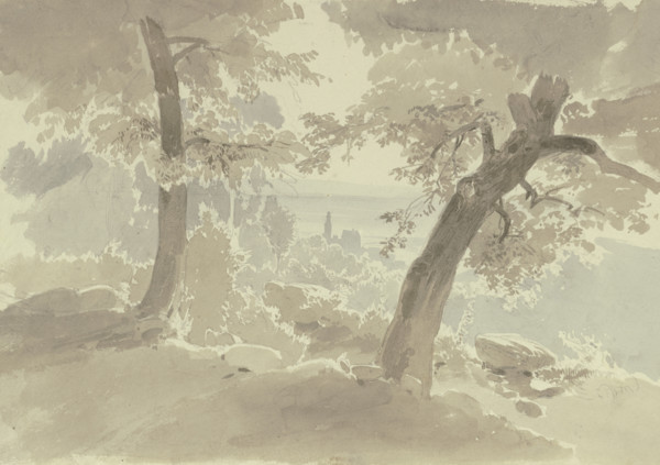 View from the forest of Kronberg Castle, c1840s. Creator: Carl Theodor Reiffenstein.