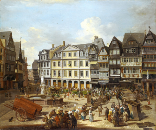 A Market on the Römerberg in Frankfurt, 1754. Creator: Christian Georg Schutz.