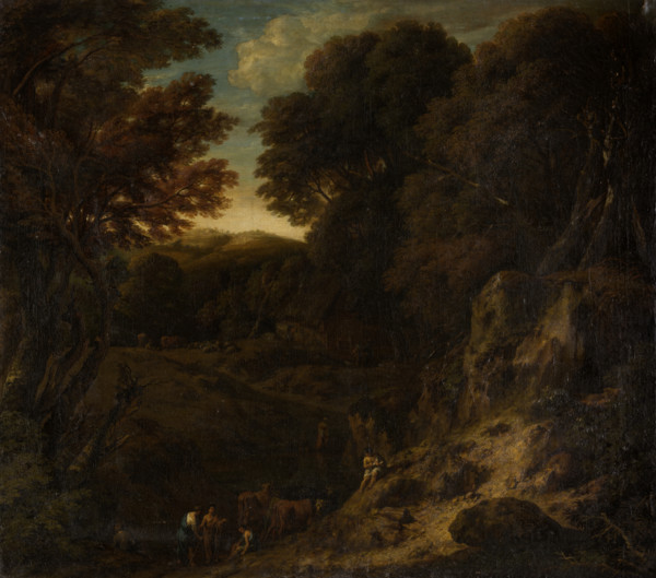 Italian Wooded Landscape with Cattle Pond, c1688-1716. Creators: Cornelis Huysmans, Jan Baptist Huysmans.