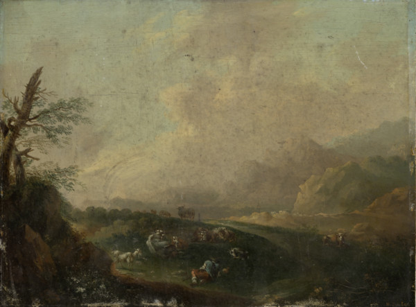 Landscape with Resting Shepherd, 18th century. Creator: Johann Wilhelm Becker.