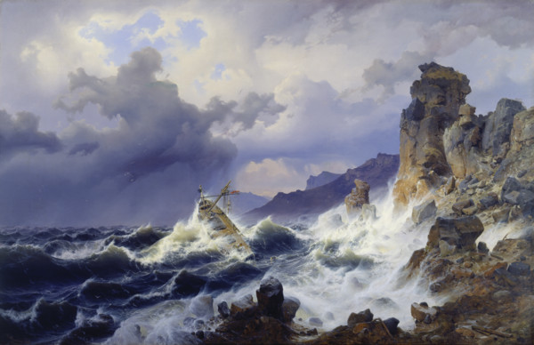 Storm at Sea off the Norwegian Coast, 1837. Creator: Andreas Achenbach.