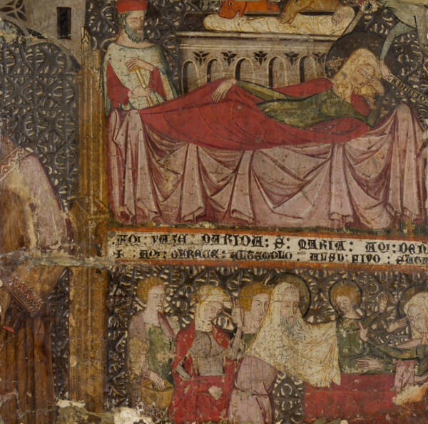 Fragment of an Altarpiece with a Standing Saint, The Birth of Christ, and..., 14th century. Creator: Spanish Master first half of the 14th century.