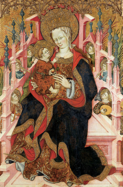 Virgin and Child Enthroned with Angels Making Music, c1430. Creator: Bonanat Zaortiga the Elder.