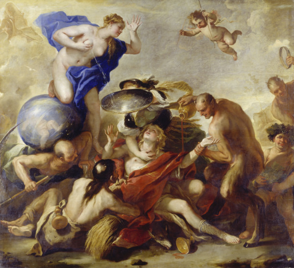 Youth Tempted by the Vices, 1664. Creator: Luca Giordano.
