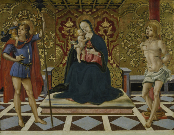 Virgin and Child Enthroned with Saints Christopher and Sebastian, c1498-1525. Creator: Fiorenzo di Lorenzo.