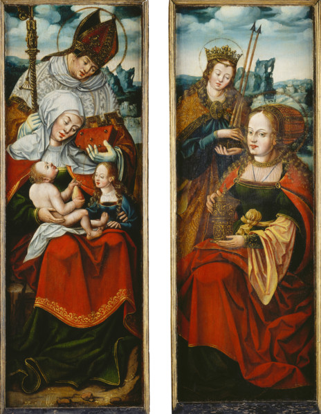 Virgin and Child, a Bishop Saint, and St Anne; the Magdalen and St Ursula...altarpiece, c1545. Creator: Follower of Anton Woensam von Worms.