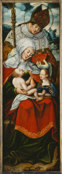 Virgin and Child, a Bishop Saint, and St Anne, left wing of an altarpiece, c1545-1550. Creator: Follower of Anton Woensam von Worms.