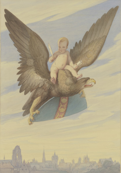 Goethe's Birth, (design for a standard at Goethe's Jubilee in 1849), 1849. Creator: Eduard von Steinle.