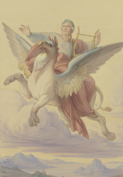 Goethe's Apotheosis, (design for a standard at Goethe's Jubilee in 1849), 1849. Creator: Eduard von Steinle.
