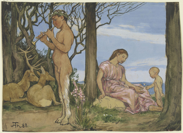 Faun and nymph, 1888. Creator: Hans Thoma.