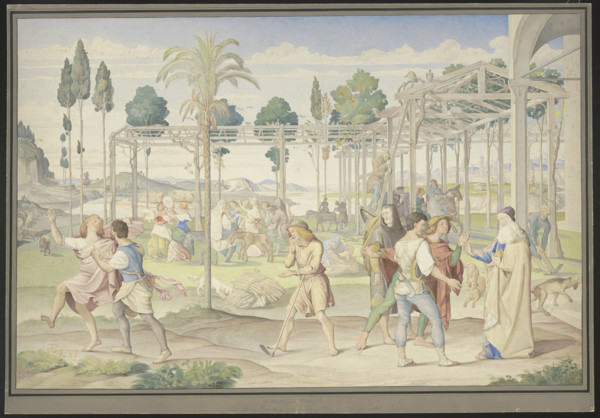 The parable of the laborers in the vineyard, Primaticcio's Garden of Vertumnus..., 1821. Creator: Johann Anton Ramboux.
